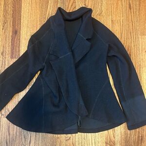 Black Open-Front Draped Blazer Jacket